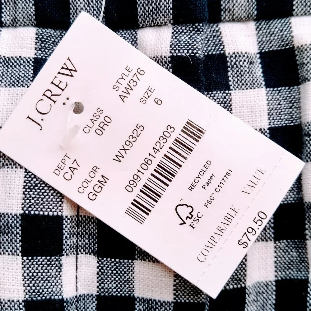 J. CREW Gingham linen-cotton Holland Pant Size 6 - Picture 16 of 16